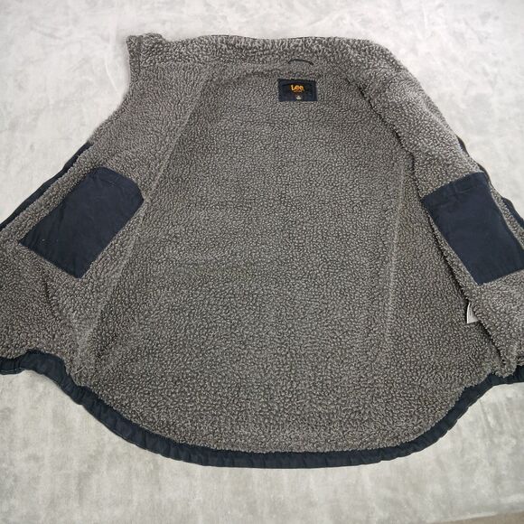 Lee Canvas Utility Vest Men XL Blue Full Zip Sherpa Chore Barn Outdoor Workwear - Picture 3 of 8